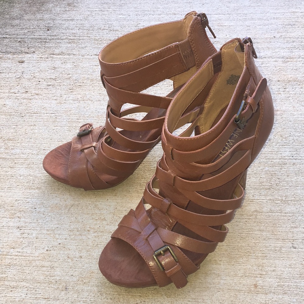 Nine West strappy heels with buckle accents